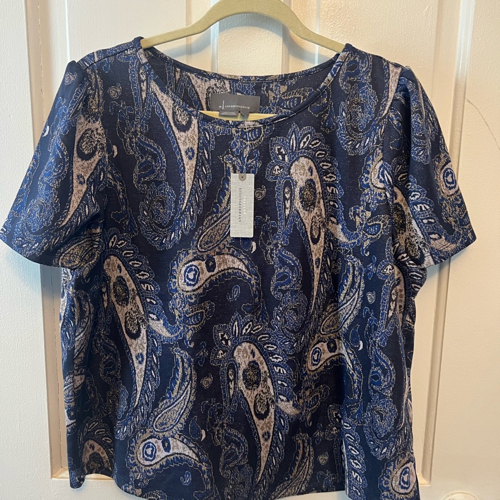 Anthropologie Purple Short Sleeve Top